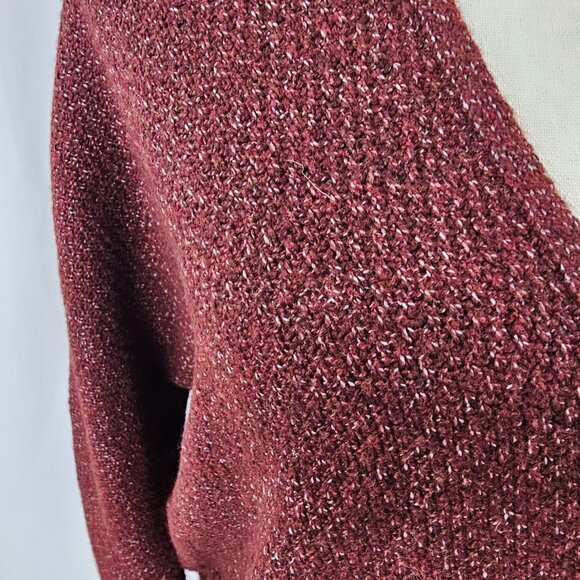 Pink Clover Women's Burgundy Open Front Rolled Cuff Cardigan Size SP NWT - Picture 4 of 16